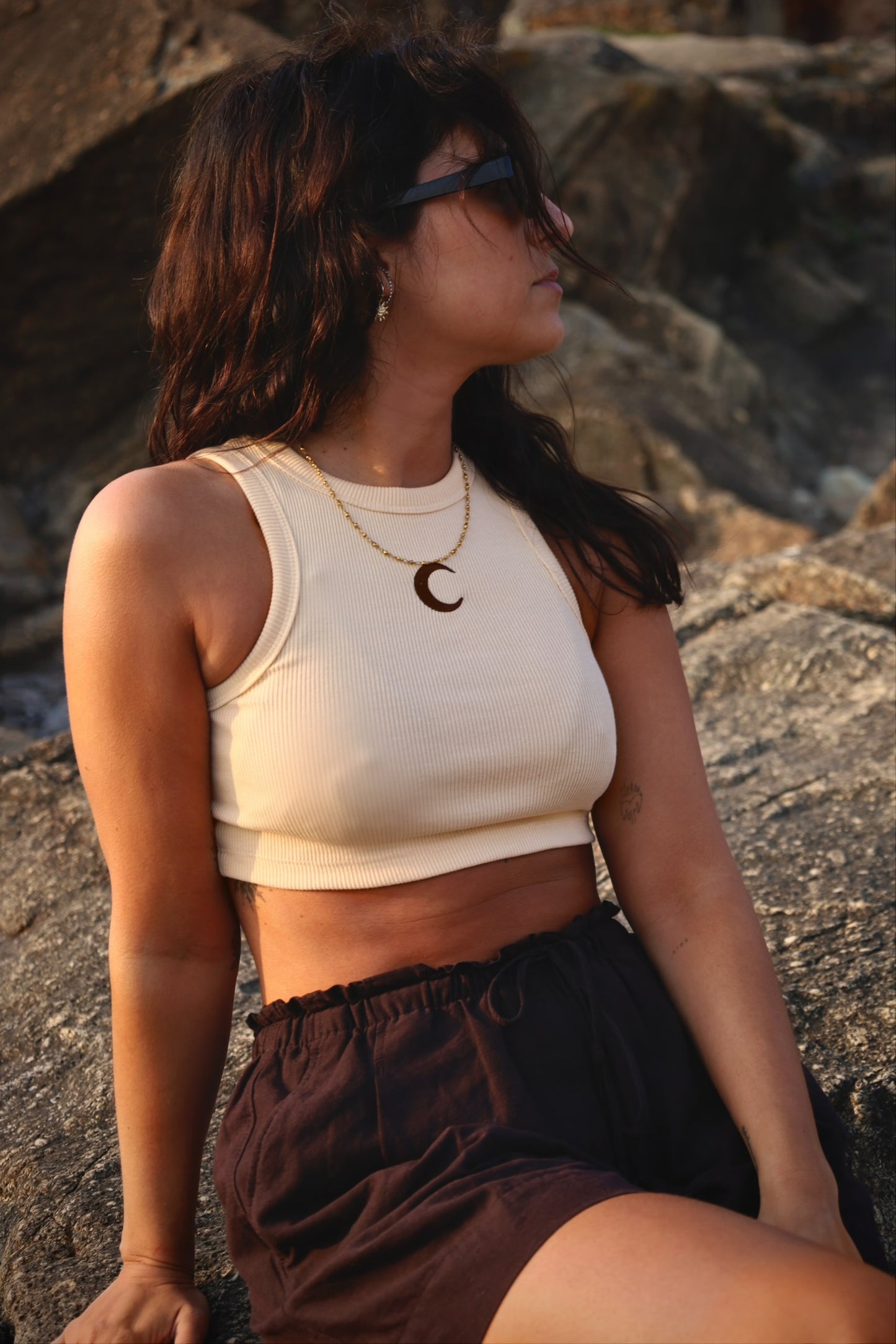Cream Salty Crop Top