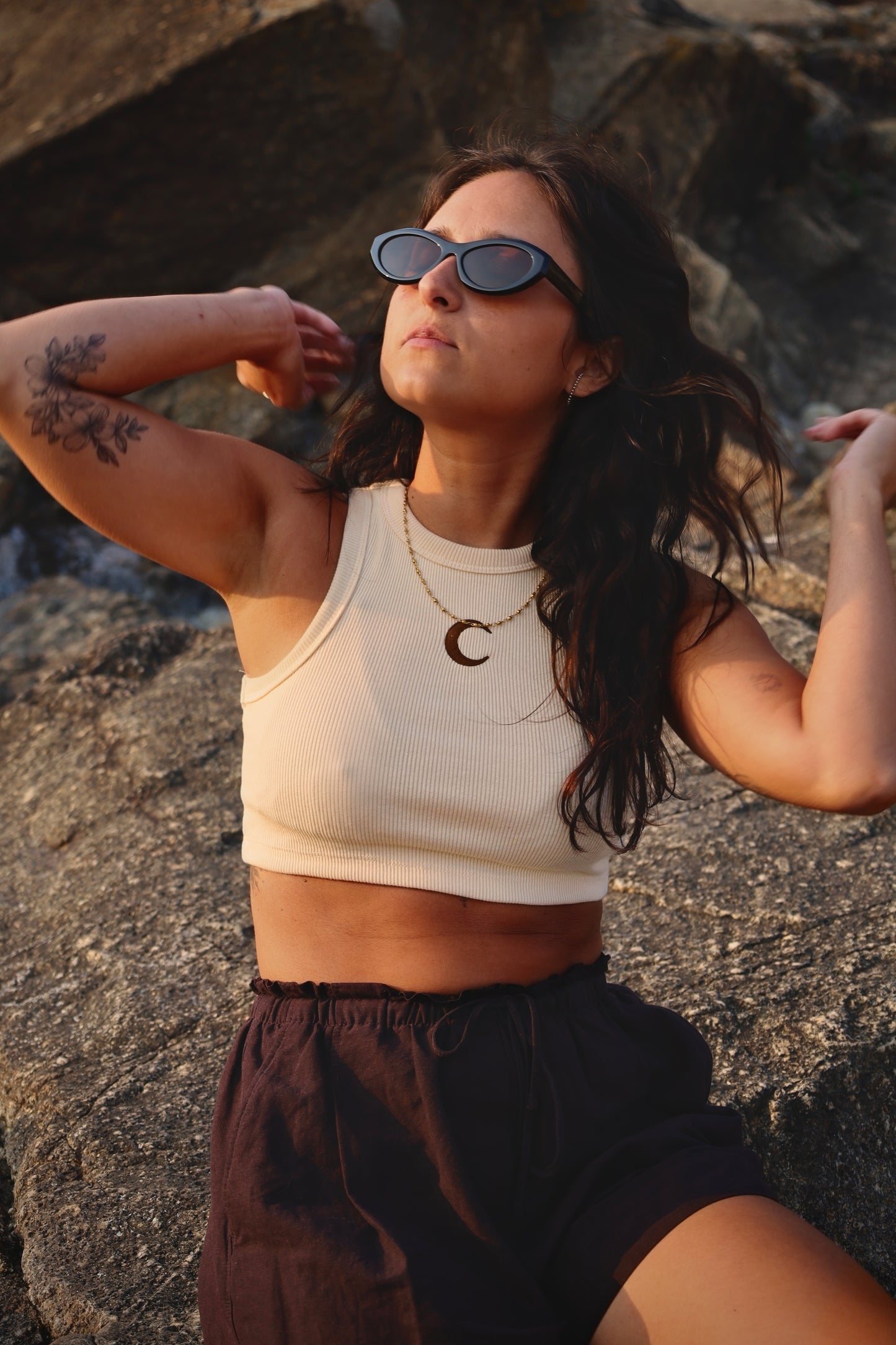 Cream Salty Crop Top