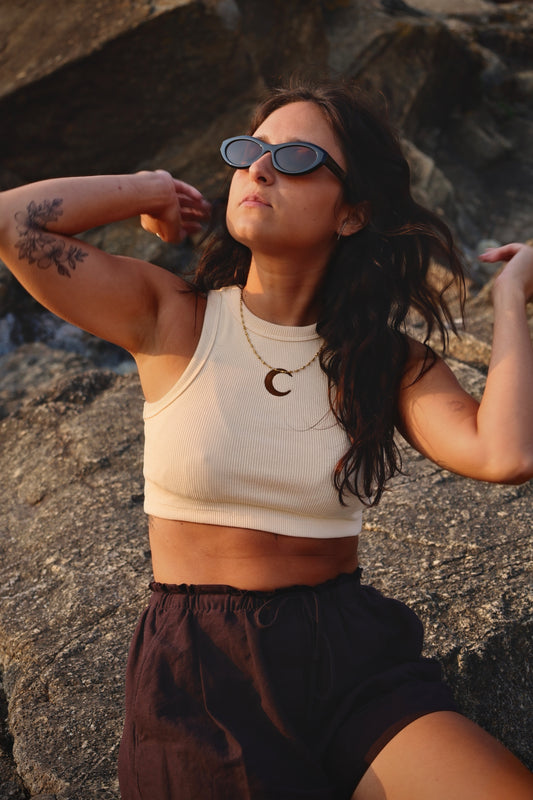 Cream Salty Crop Top